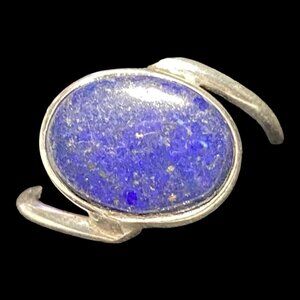 Ring Lapis Lazuli Oval Women Sterling Silver 925 Vintage